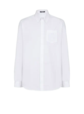 Balmain Écusson embroidered poplin shirt