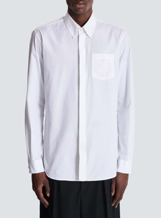 Balmain Écusson embroidered poplin shirt Balmain Écusson embroidered poplin shirt