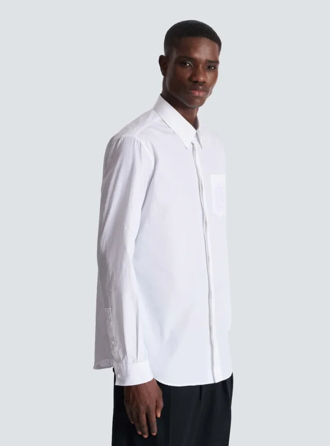 Balmain Écusson embroidered poplin shirt Balmain Écusson embroidered poplin shirt