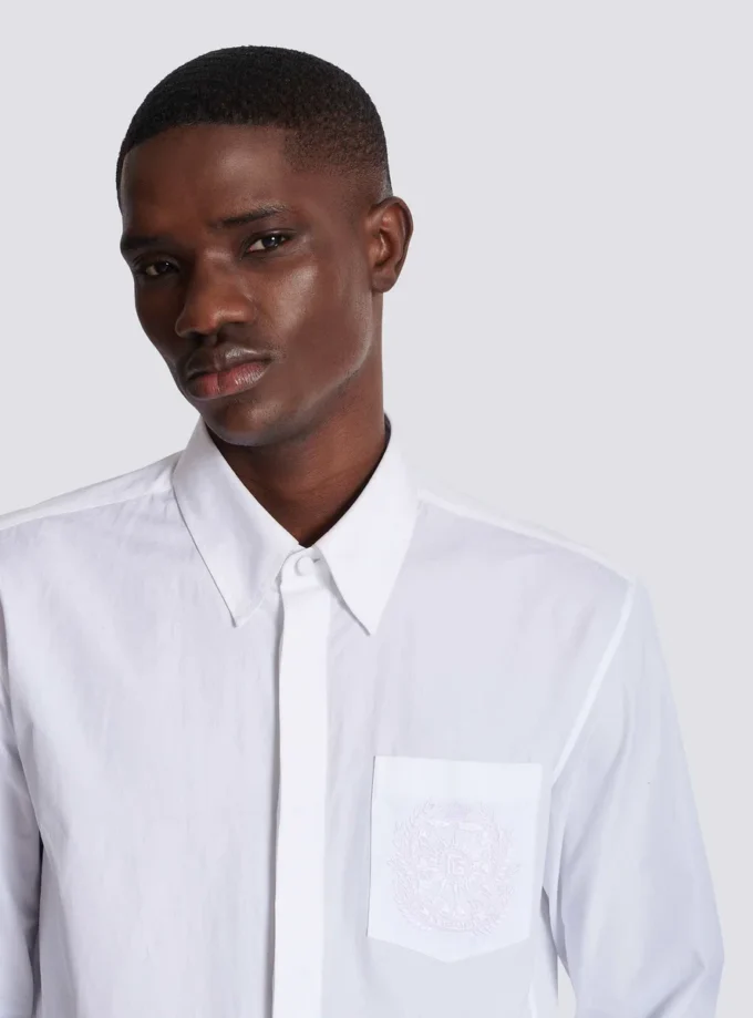 Balmain Écusson embroidered poplin shirt Balmain Écusson embroidered poplin shirt