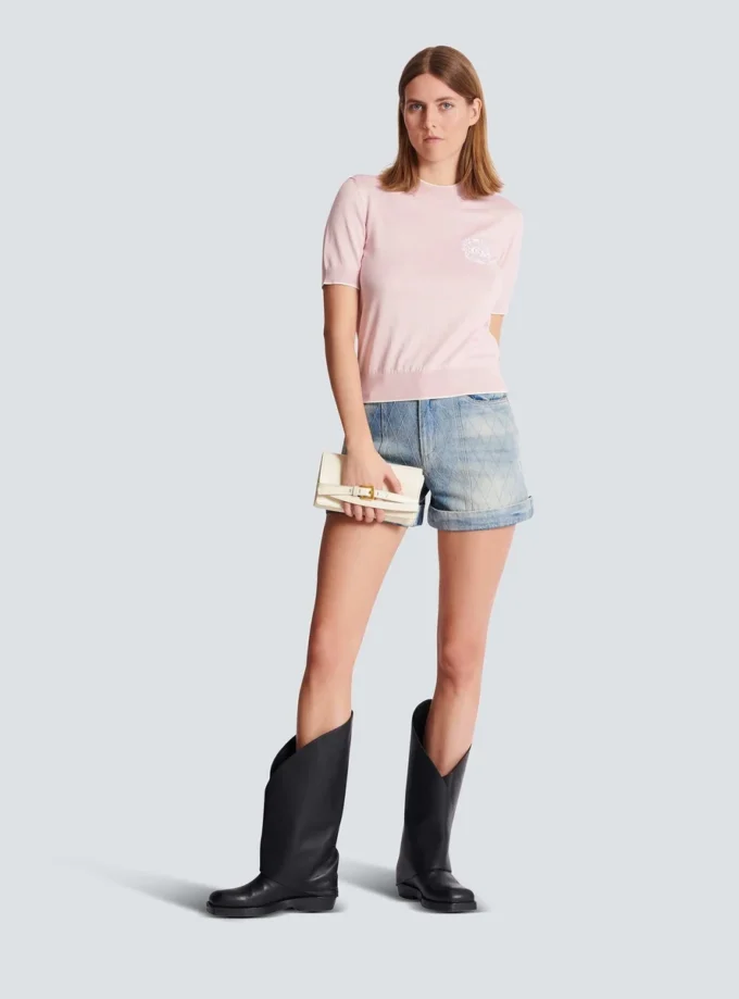 Balmain Emblème-embroidered knit top Balmain Emblème-embroidered knit top