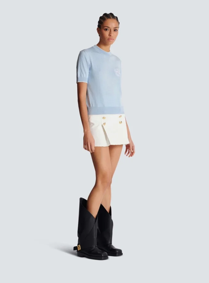 Balmain Emblème-embroidered knit top Balmain Emblème-embroidered knit top
