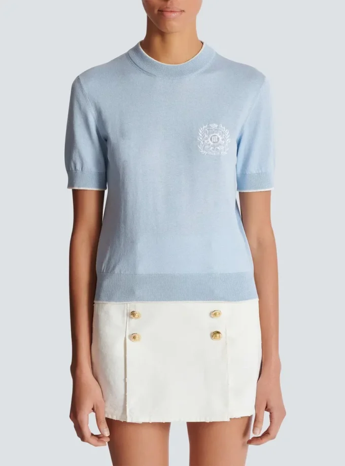 Balmain Emblème-embroidered knit top Balmain Emblème-embroidered knit top