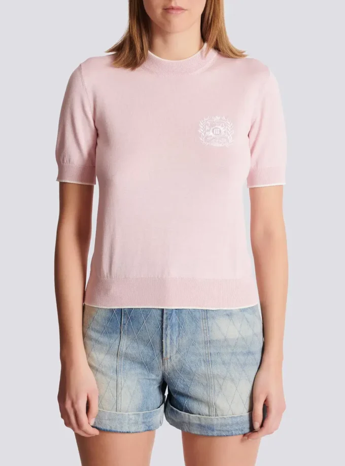 Balmain Emblème-embroidered knit top Balmain Emblème-embroidered knit top