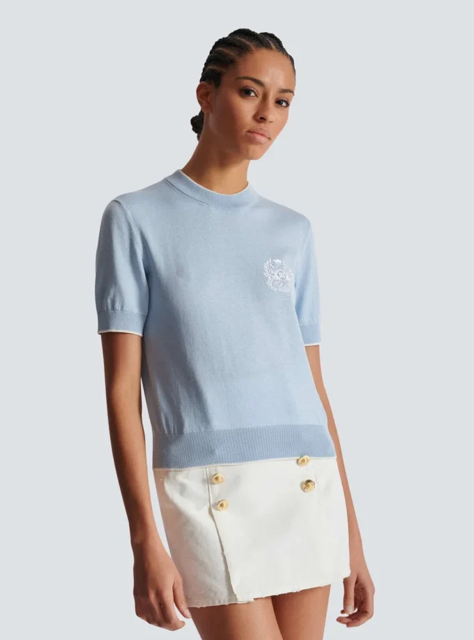 Balmain Emblème-embroidered knit top Balmain Emblème-embroidered knit top
