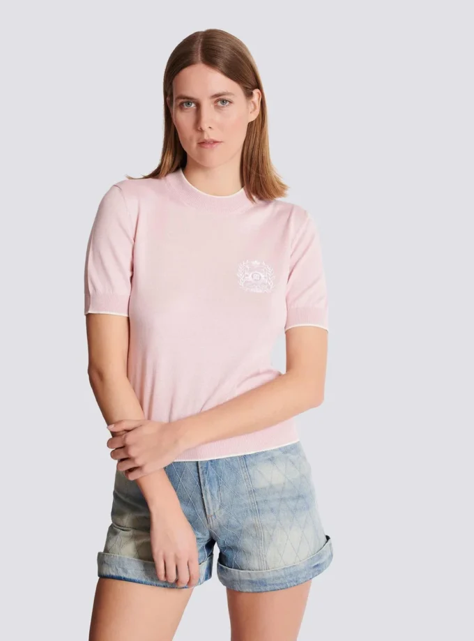 Balmain Emblème-embroidered knit top Balmain Emblème-embroidered knit top