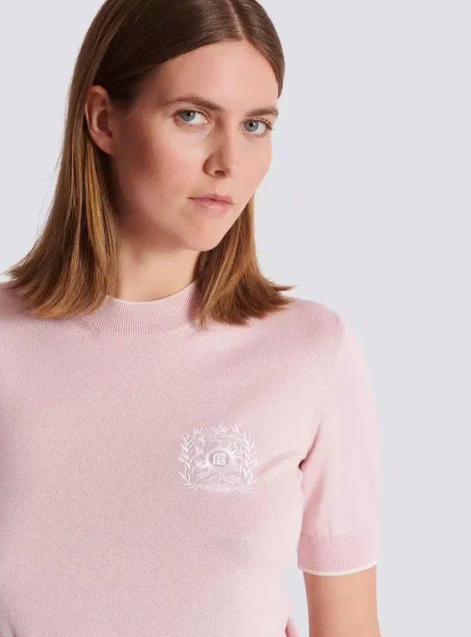 Balmain Emblème-embroidered knit top Balmain Emblème-embroidered knit top