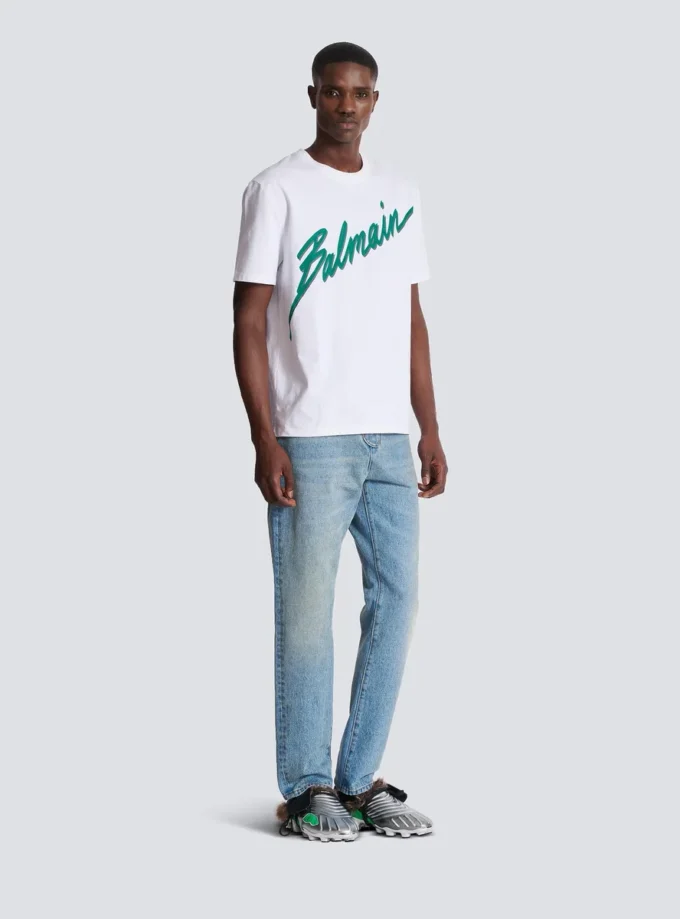 Balmain Lettre flocked T-shirt Balmain Lettre flocked T-shirt
