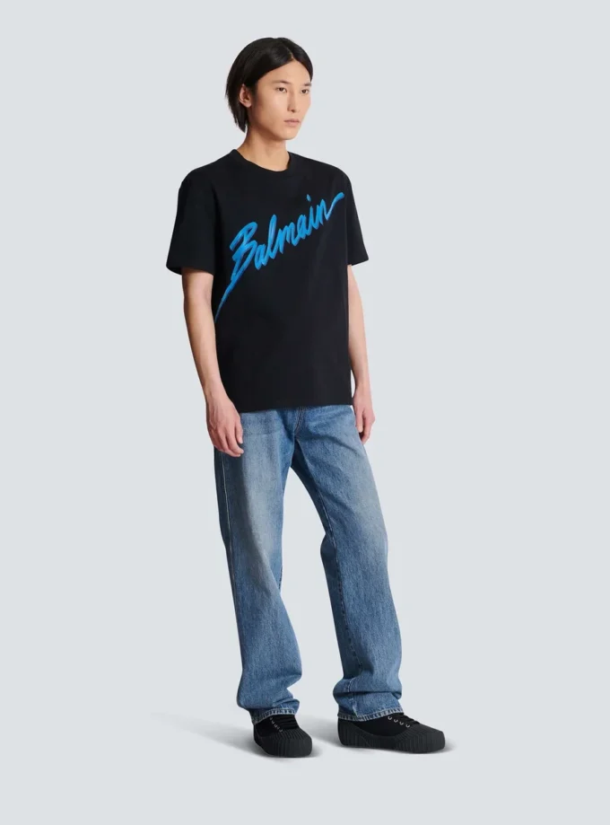 Balmain Lettre flocked T-shirt Balmain Lettre flocked T-shirt