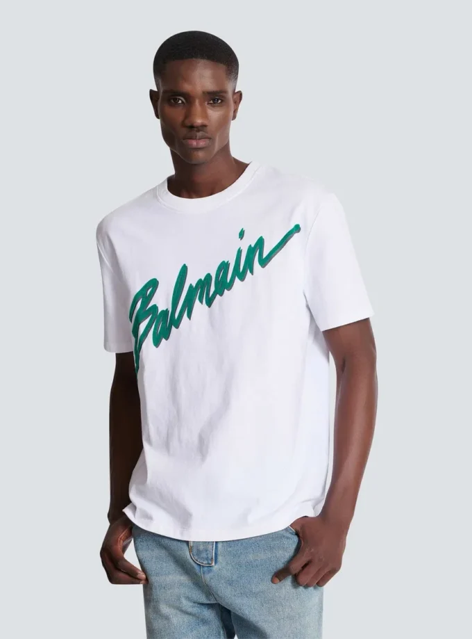 Balmain Lettre flocked T-shirt Balmain Lettre flocked T-shirt