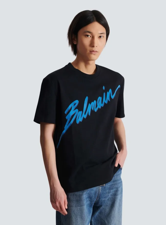 Balmain Lettre flocked T-shirt Balmain Lettre flocked T-shirt