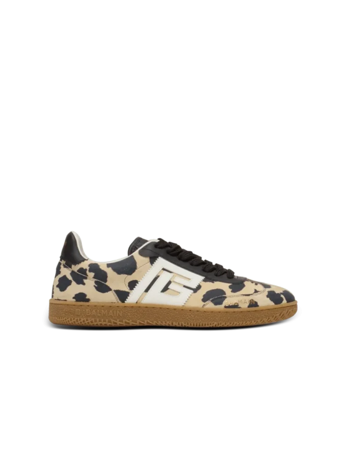 Balmain Swan leopard print suede leather trainers