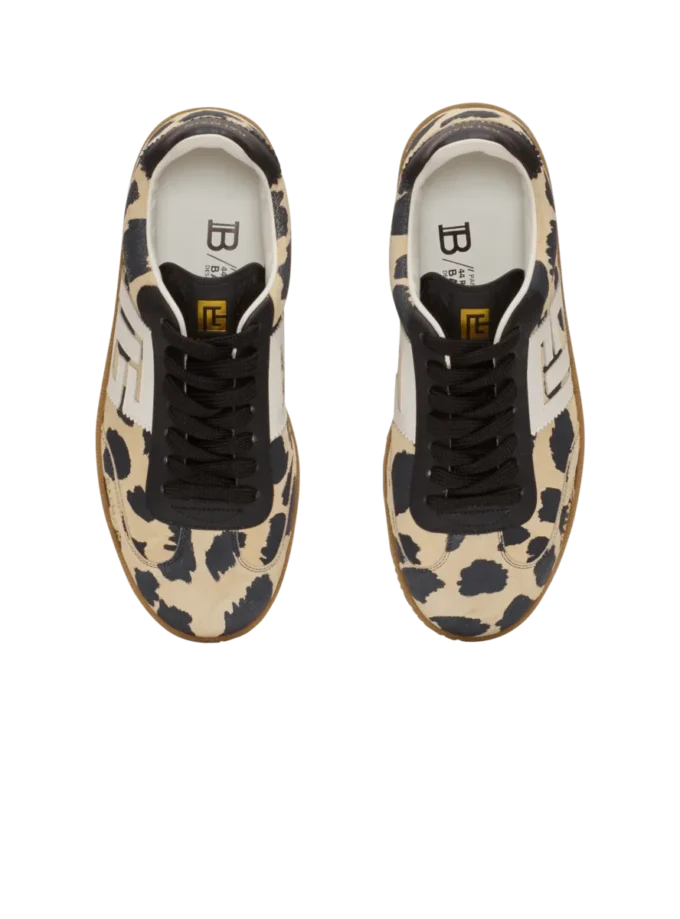 Balmain Swan leopard print suede leather trainers