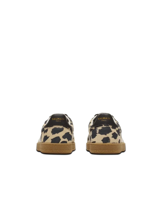 Balmain Swan leopard print suede leather trainers