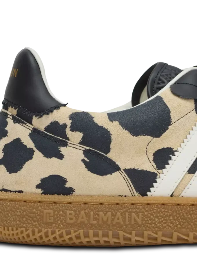 Balmain Swan leopard print suede leather trainers