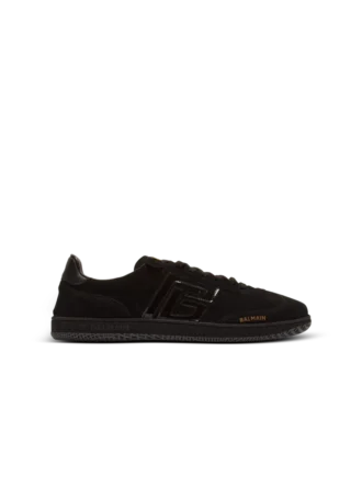 Balmain Swan suede and patent leather sneakers