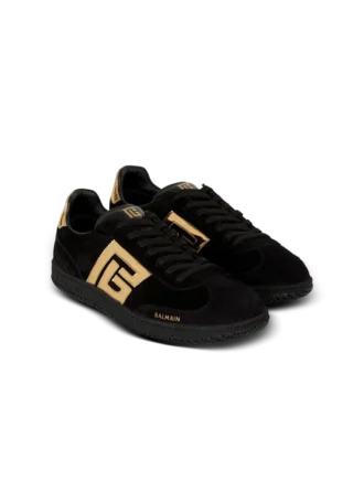 Balmain Swan suede and patent leather sneakers