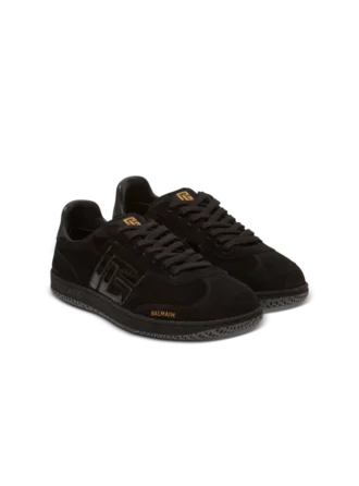 Balmain Swan suede and patent leather sneakers