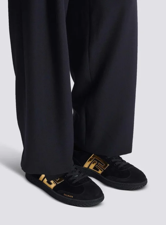 Balmain Swan suede and patent leather sneakers Balmain Swan suede and patent leather sneakers