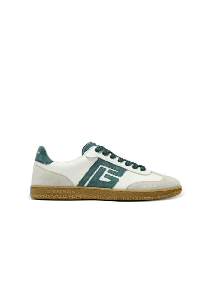 Balmain Swan suede and smooth leather trainers