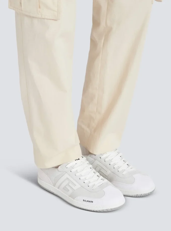 Balmain Swan suede and smooth leather trainers