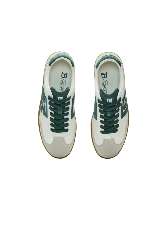 Balmain Swan suede and smooth leather trainers