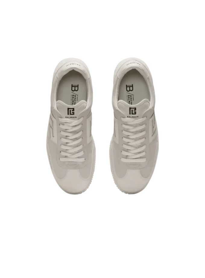 Balmain Swan suede and smooth leather trainers
