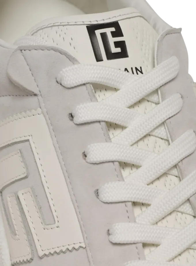 Balmain Swan suede and smooth leather trainers