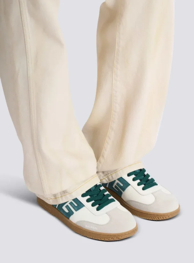 Balmain Swan suede and smooth leather trainers