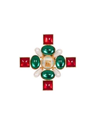 Baroque bead and crystal brooch