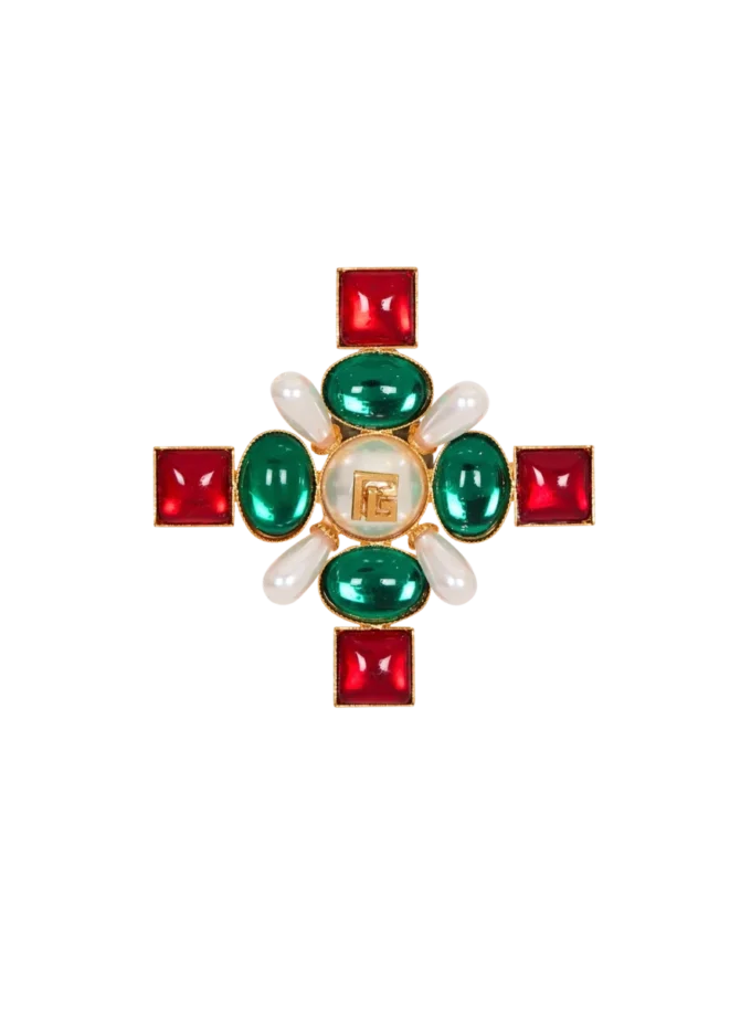 Baroque bead and crystal brooch