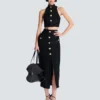 Baroque pattern midi skirt