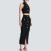 Baroque pattern midi skirt