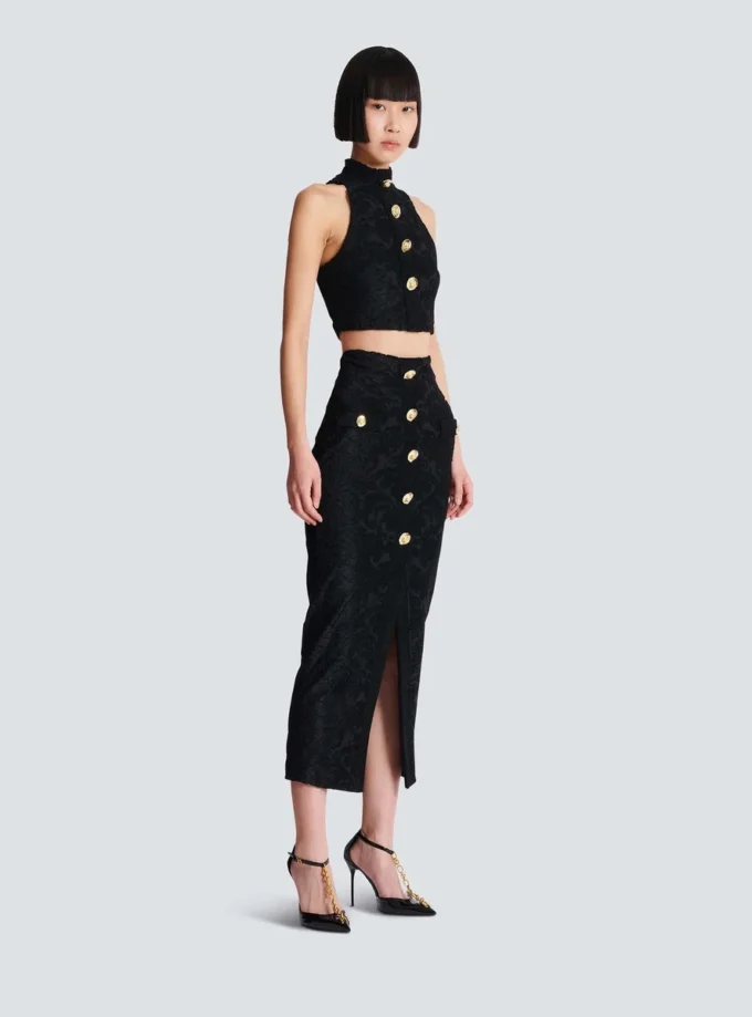 Baroque pattern midi skirt