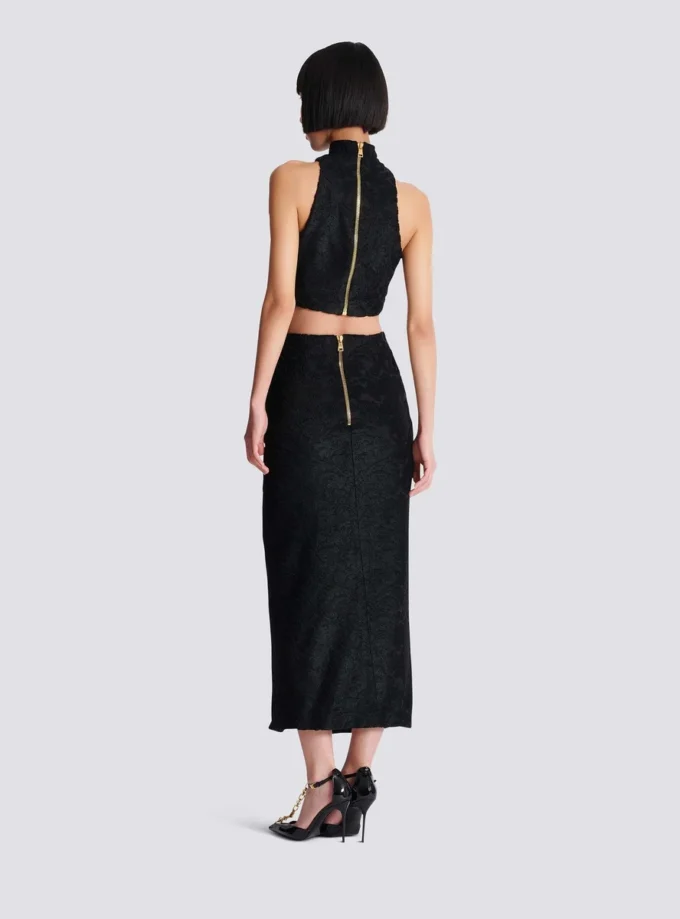 Baroque pattern midi skirt