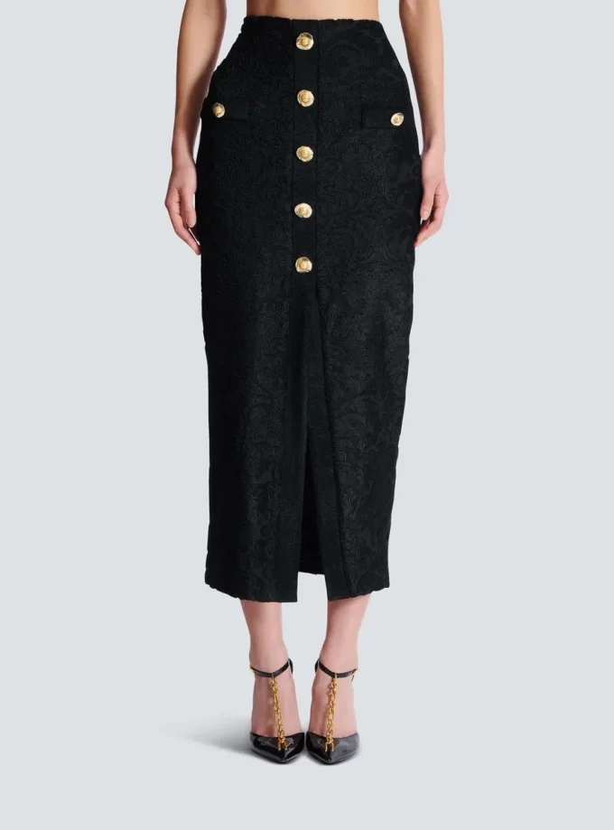 Baroque pattern midi skirt