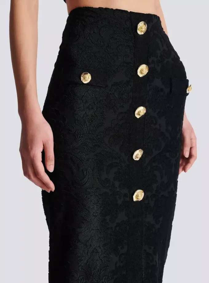 Baroque pattern midi skirt