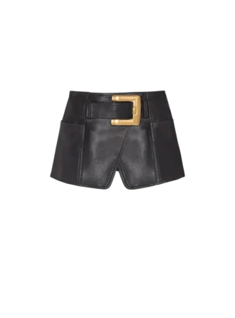 Belted Leather Mini Skirt
