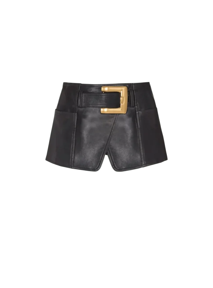 Belted Leather Mini Skirt