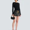 Belted Leather Mini Skirt