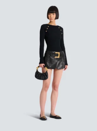 Belted Leather Mini Skirt
