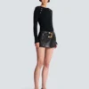 Belted Leather Mini Skirt
