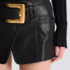 Belted Leather Mini Skirt
