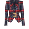 Belted plaid tweed jacket Belted plaid tweed jacket