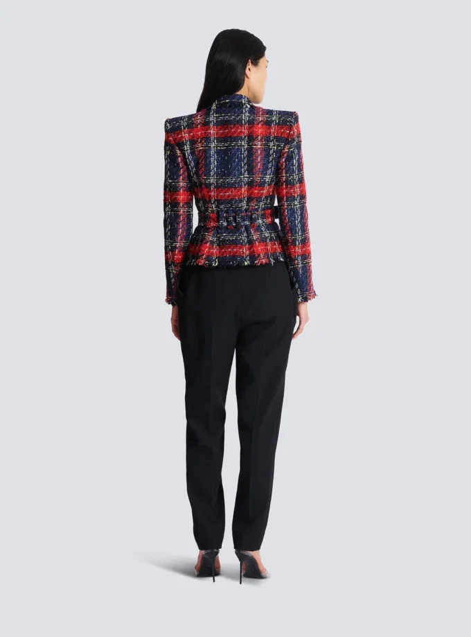 Belted plaid tweed jacket Belted plaid tweed jacket