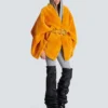 Belted shearling coat