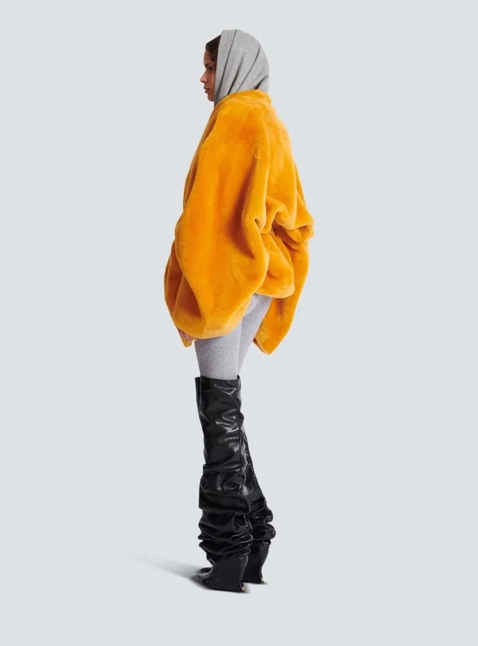 Belted shearling coat