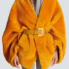 Belted shearling coat