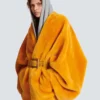 Belted shearling coat