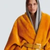 Belted shearling coat